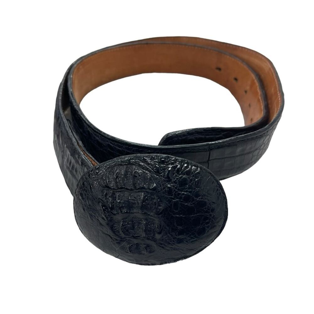 Corral Men's  Crocodile Belt Oval Buckle Black 40